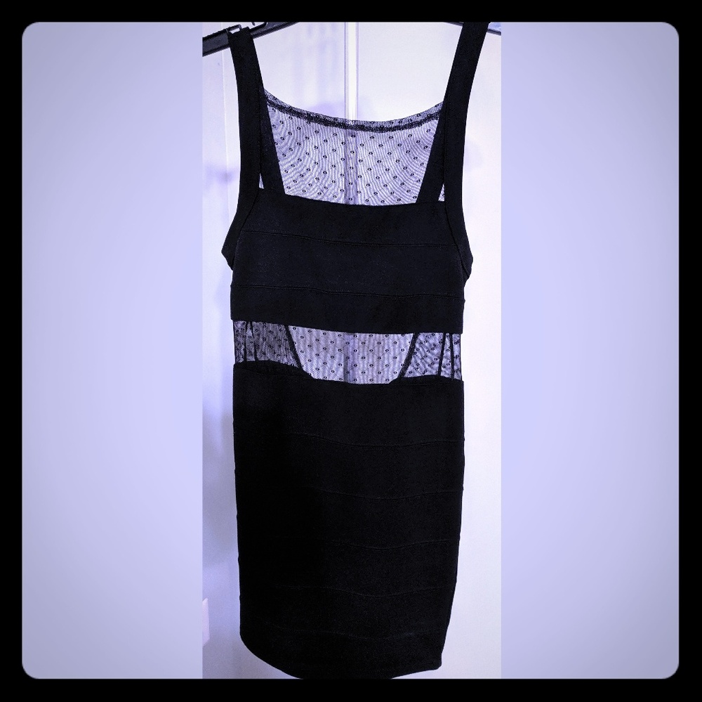 Black knit/lace fitted dress